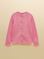 Joules Girls' Mallory Pink Cable Cardigan - Image 1 of 4