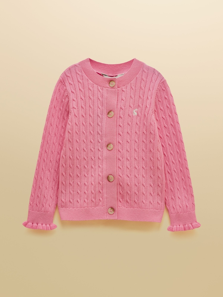 Joules Girls' Mallory Pink Cable Cardigan - Image 1 of 4