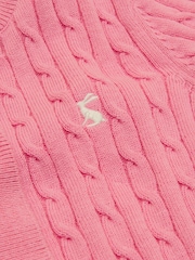 Joules Girls' Mallory Pink Cable Cardigan - Image 3 of 4