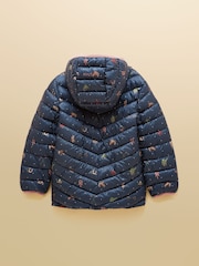 Joules Kids' Cairn Navy Horse Showerproof Padded Coat with Hood - Image 2 of 5