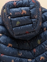 Joules Kids' Cairn Navy Horse Showerproof Padded Coat with Hood - Image 5 of 5