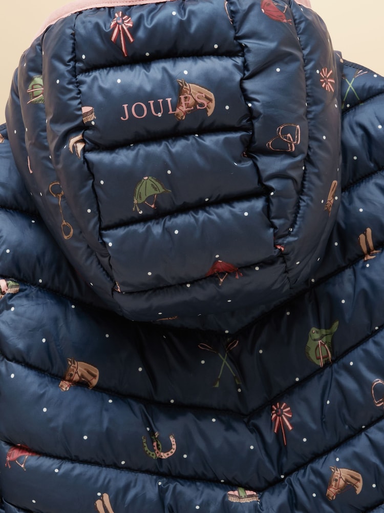 Joules Kids' Cairn Navy Horse Showerproof Padded Coat with Hood - Image 5 of 5 Joules Kids' Cairn Navy Horse Showerproof Padded Coat with Hood - Image 5 of 5