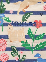 Joules Girls' Ava Cream & Blue Striped Long Sleeve Printed Cotton Top - Image 5 of 5