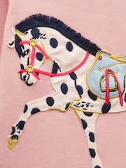 Joules Girls' Ava Pink Horse Applique Long Sleeve Top - Image 5 of 5