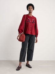 Seasalt Cornwall Red Thornapple Embroidered Shirt - Image 1 of 5