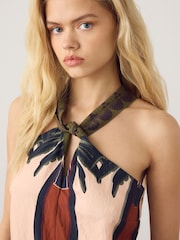 Rosa palmträdkanttryck - Topp med Halter - Bild 4 av 4