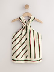 Cream/Red/Green Stripe Halter Neck Top - Image 6 of 8