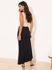 Lipsy Black Touch of Linen Midi Bias Skirt - Image 4 of 4