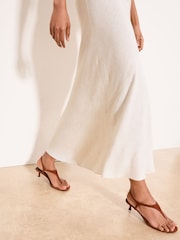 Lipsy Neutral Petite Touch of Linen Midi Bias Skirt - Image 2 of 4