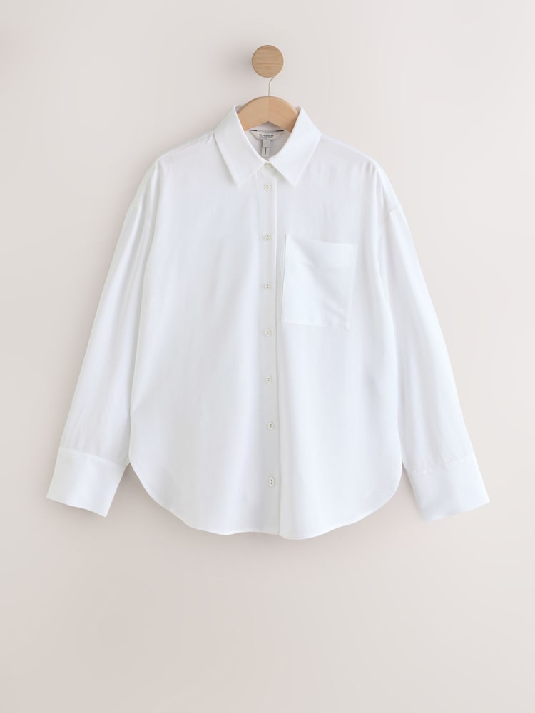 Blanc - N. Premium 100% TENCEL™ Lyocell Chemise à manches longues - Image 1 de 4