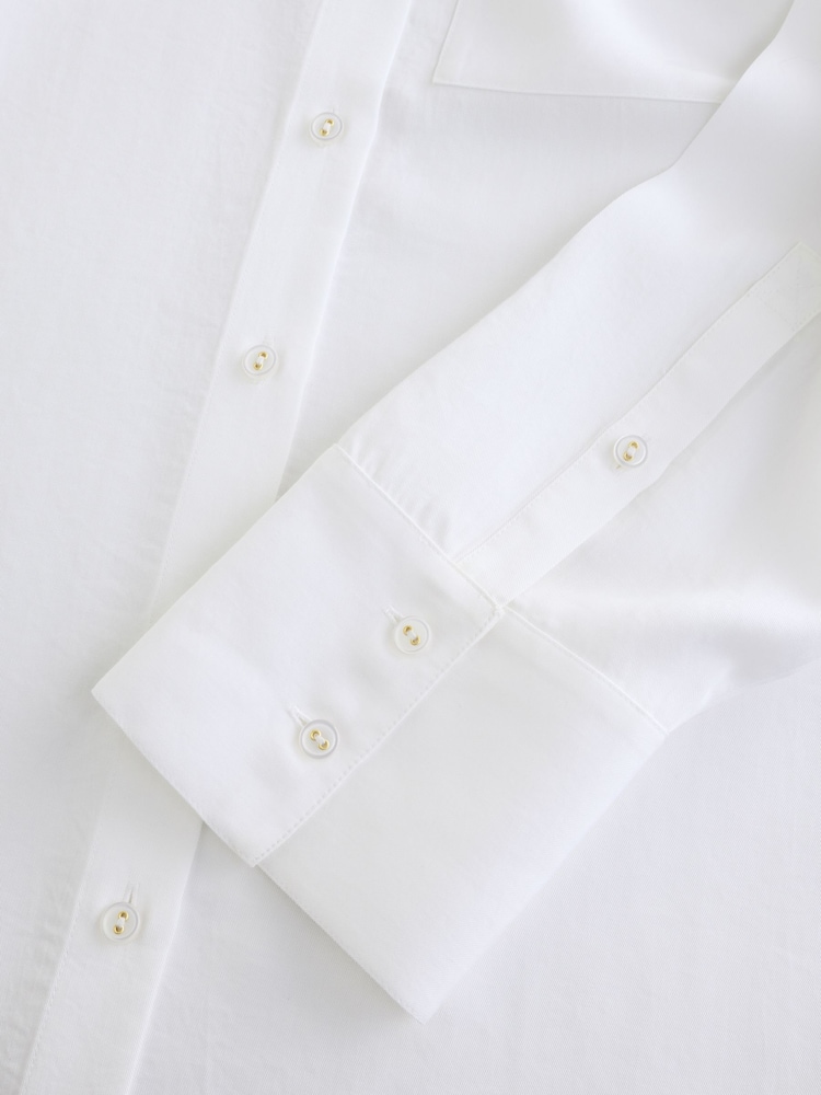 Blanc - N. Premium 100% TENCEL™ Lyocell Chemise à manches longues - Image 2 de 4