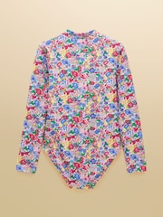 Joules Girls' Pink Ditsy Long Sleeve Sunsafe Swimsuit - Image 2 of 5