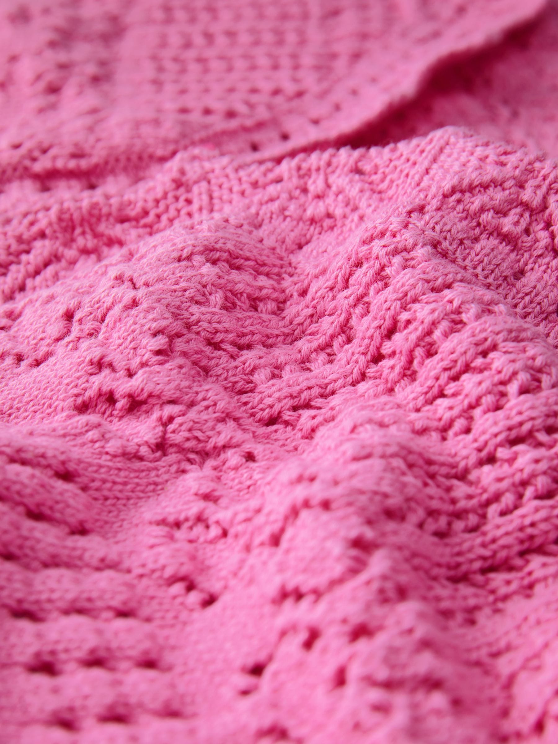 Buy Fluro Pink Cropped Wide Sleeve Pointelle 100% Cotton Cardigan