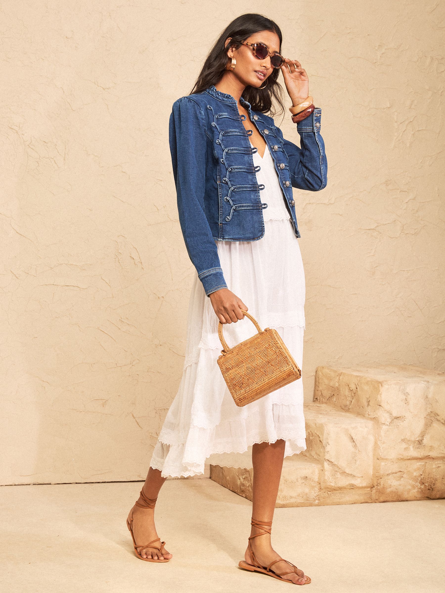 Buy Love & Roses Mid Blue Denim Military Jacket from Next USA