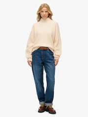 Superdry Cream Slouchy Mock Neck Jumper - Image 3 of 6