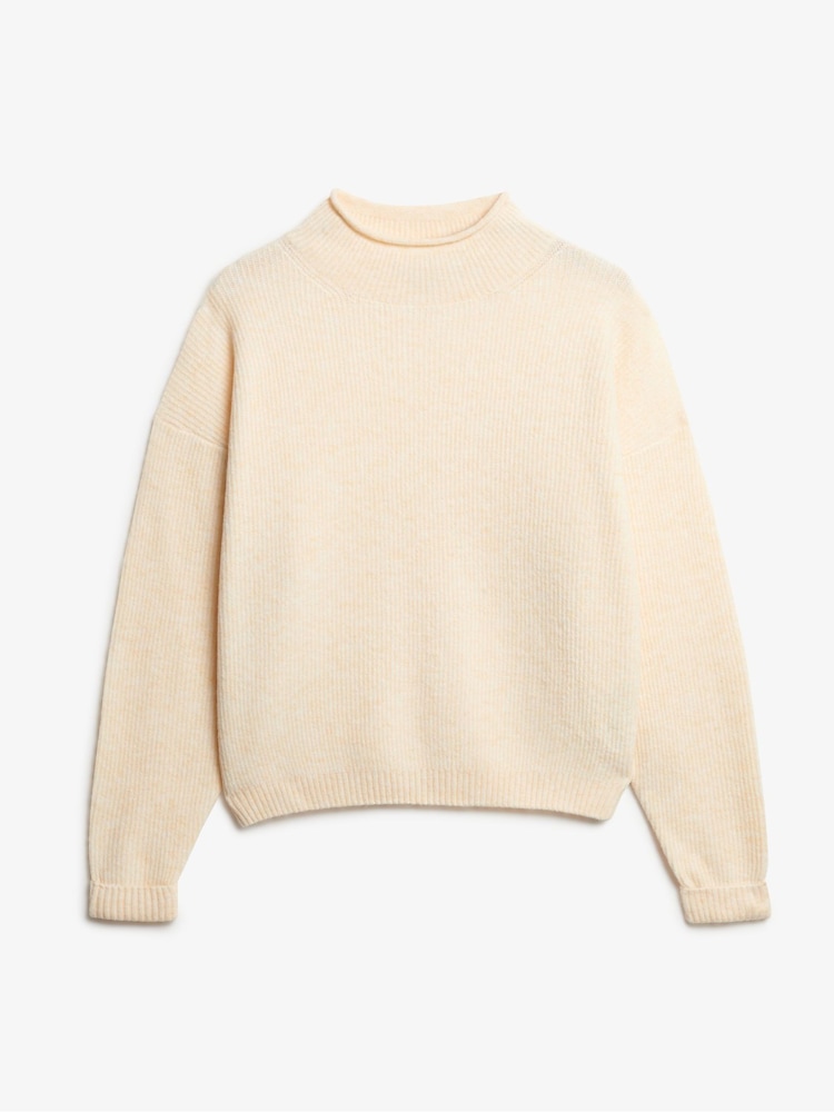 Superdry Cream Slouchy Mock Neck Jumper - Image 6 of 6 Superdry Cream Slouchy Mock Neck Jumper - Image 6 of 6