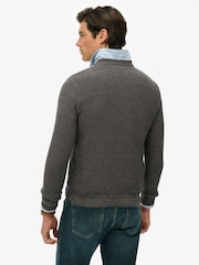 Superdry Black Light Weight Cotton Texture Jumper - Image 2 of 6