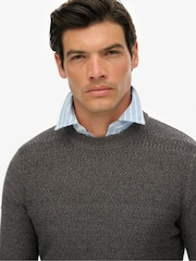 Superdry Black Light Weight Cotton Texture Jumper - Image 4 of 6
