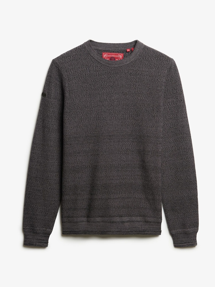Superdry Black Light Weight Cotton Texture Jumper - Image 6 of 6