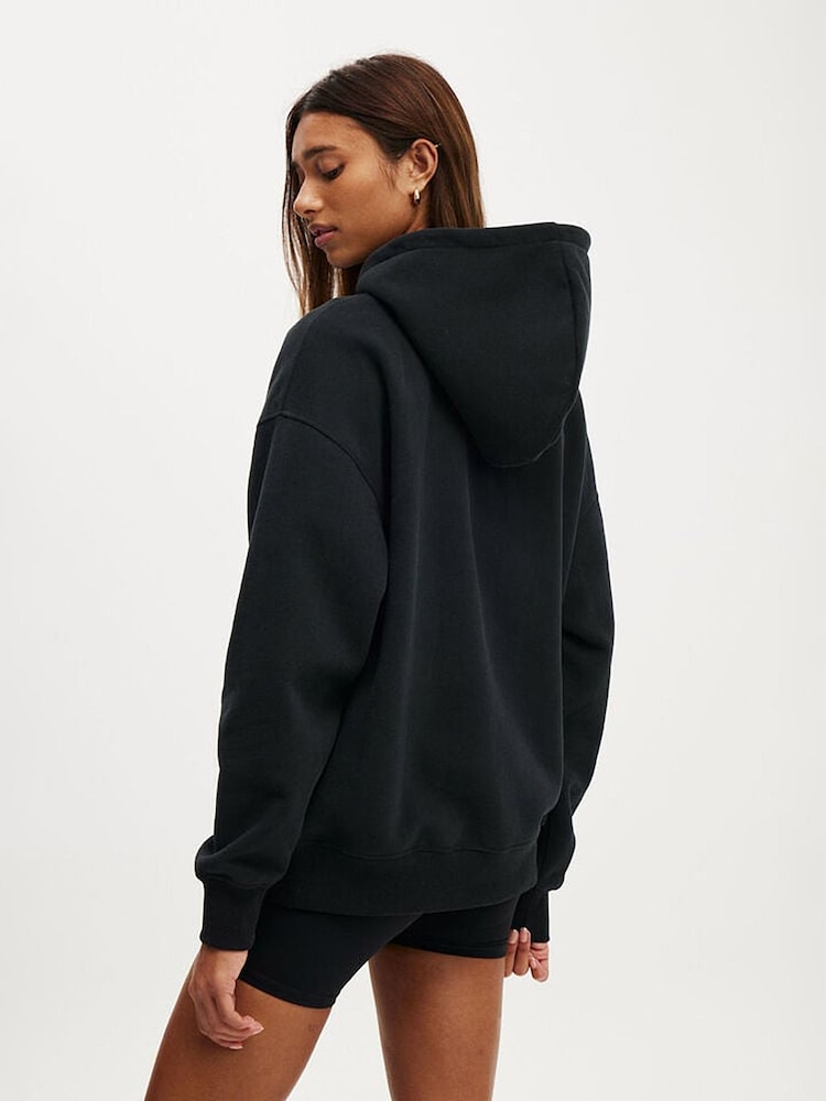 Cotton On Black Plush Premium Graphic Hoodie - Image 2 of 5