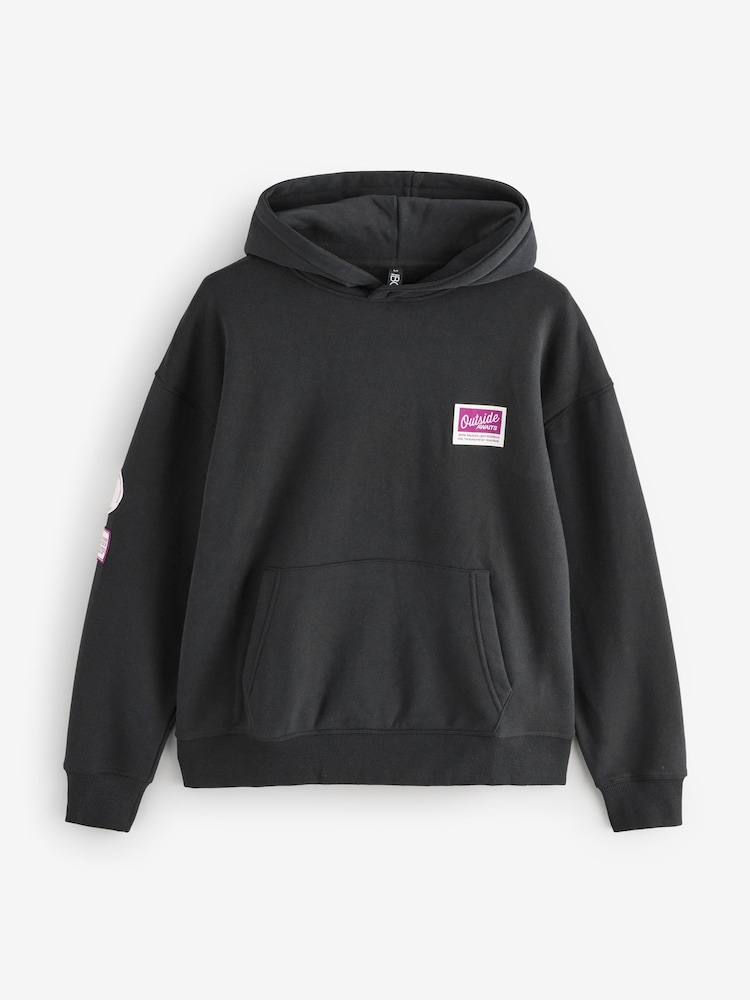 Cotton On Black Plush Premium Graphic Hoodie - Image 5 of 5