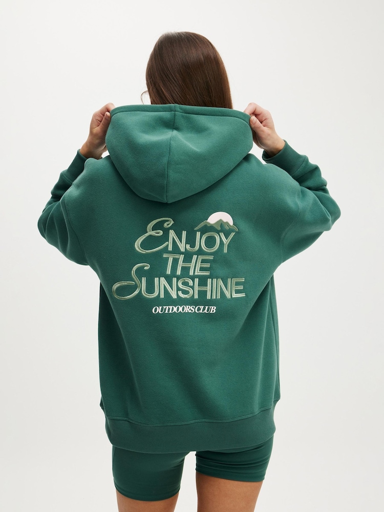 Cotton On Green Plush Premium Graphic Hoodie - Image 2 of 4
