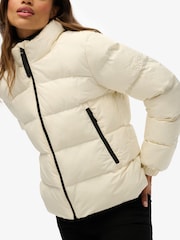 Superdry White Non Hooded Sports Puffer Jacket - Image 5 of 7