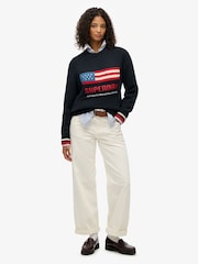 Superdry Blue Americana Crew Knit Jumper - Image 3 of 5