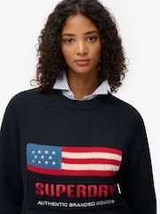Superdry Blue Americana Crew Knit Jumper - Image 4 of 5