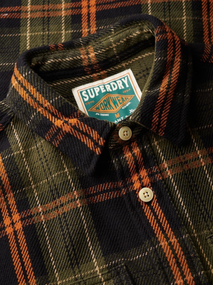 Superdry Green The Merchant Store - Heavy Checked Shirt - Image 7 of 7
