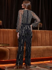 Sosandar Black Dazzling Embellished Jumpsuit - Image 3 of 5