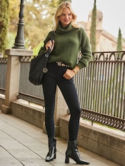 Sosandar Green Roll Neck Super Soft Knitted Jumper - Image 2 of 5