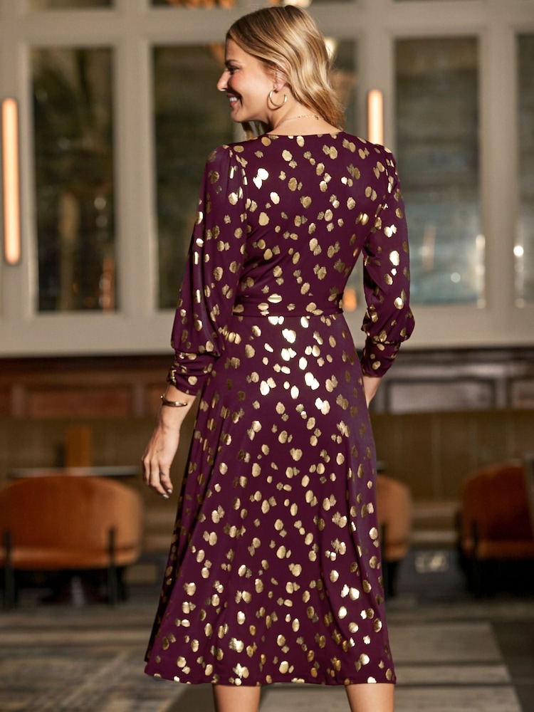 Sosandar Metallic envelope de bolinhas Print Dress - Imagem 2 de 5