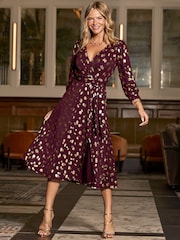 Sosandar Metallic envelope de bolinhas Print Dress - Imagem 3 de 5