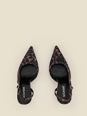 Sosandar Brown Leopard Print Faux Suede Sling Back Court Shoes - Image 3 of 4