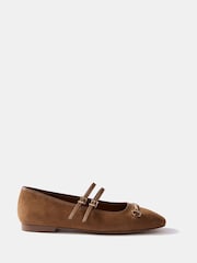 Mint Velvet Brown Alix Tan Suede Ballet Flat Pumps - Image 2 of 6