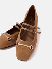 Mint Velvet Brown Alix Tan Suede Ballet Flat Pumps - Image 3 of 6