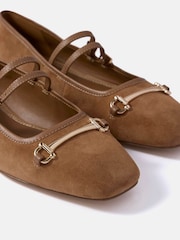 Mint Velvet Brown Alix Tan Suede Ballet Flat Pumps - Image 4 of 6