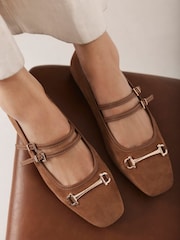 Mint Velvet Brown Alix Tan Suede Ballet Flat Pumps - Image 6 of 6