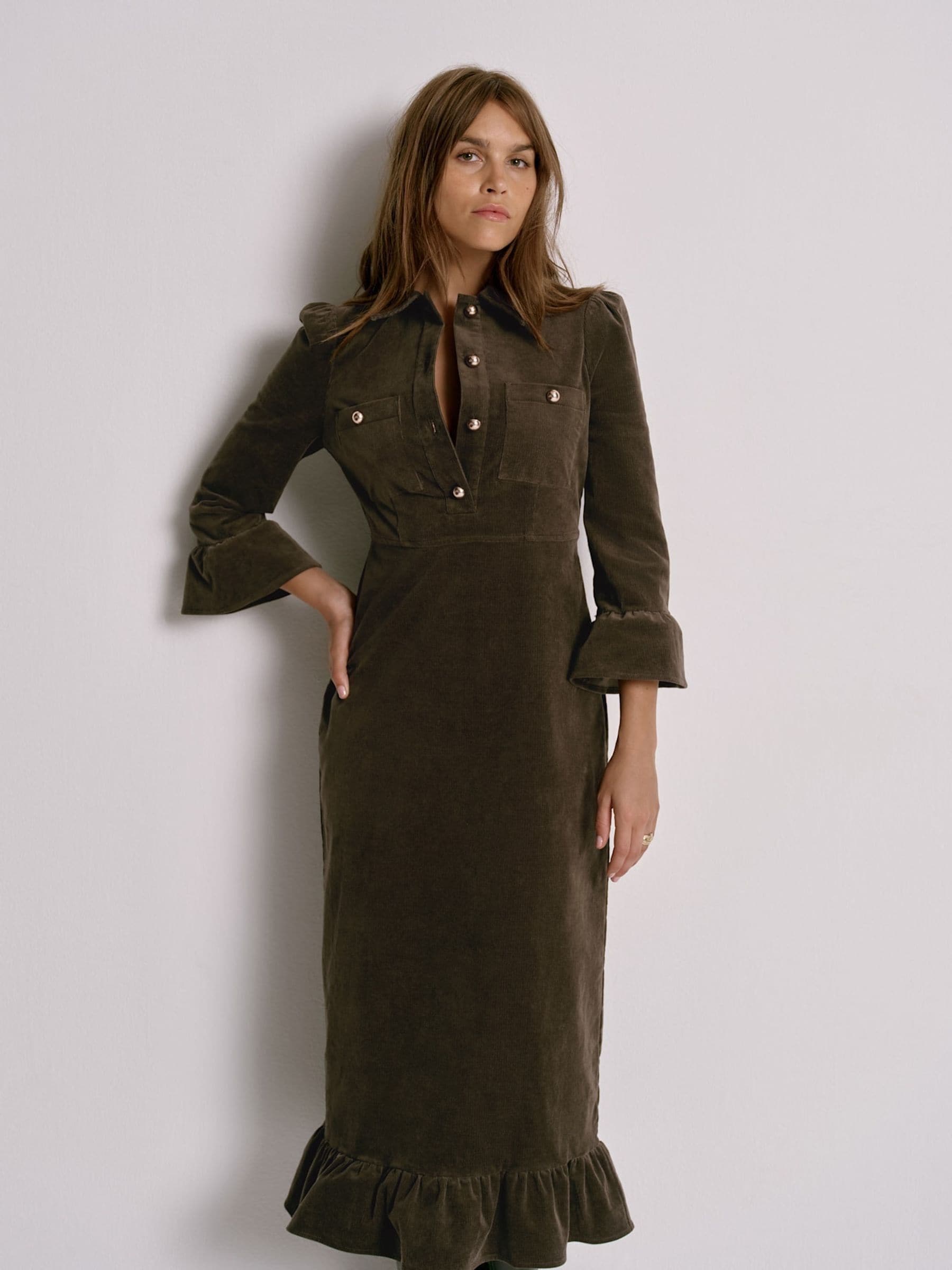 Buy Mint Velvet Green Corduroy Midi Dress from the Next UK online shop