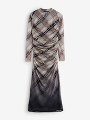 Mint Velvet Brown Checked Ombre Midi Dress - Image 6 of 8