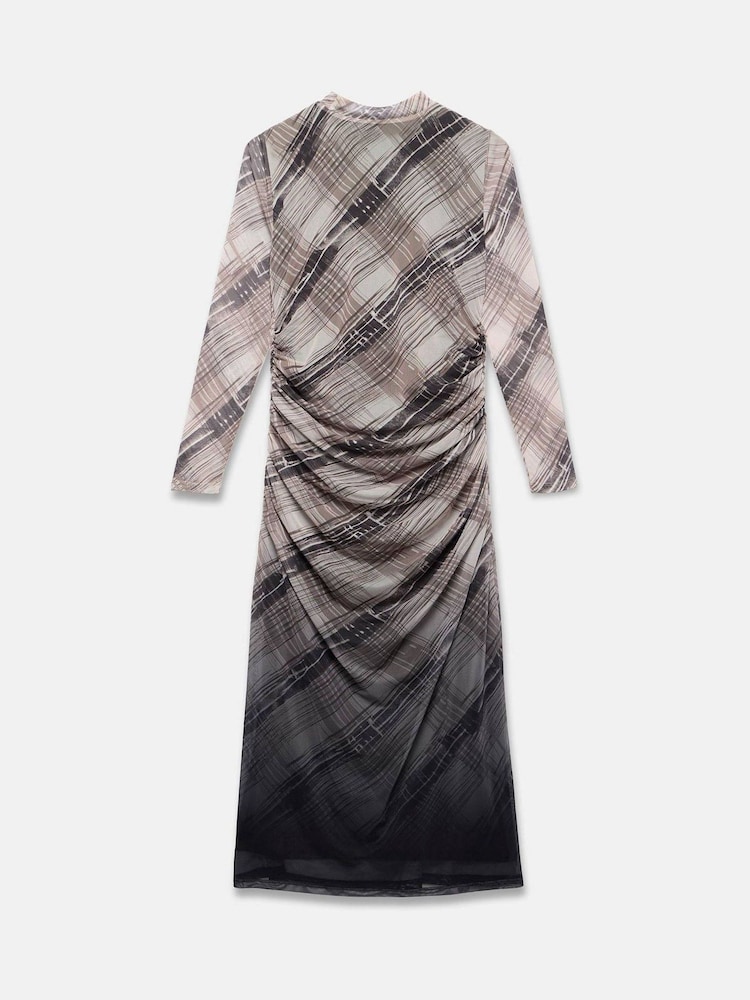 Mint Velvet Brown Checked Ombre Midi Dress - Image 8 of 8