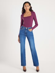 River Island Black Long Sleeve Square Neck Nylon Bodies 2 Pack - Image 2 of 5