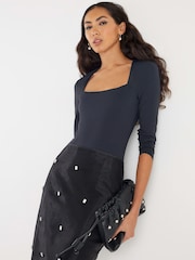 River Island Black Long Sleeve Square Neck Nylon Bodies 2 Pack - Image 4 of 5