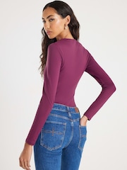 River Island Black Long Sleeve Square Neck Nylon Bodies 2 Pack - Image 5 of 5