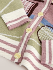 Multi - Cardigan à col et manches longues motif tennis - Image 8 sur 8