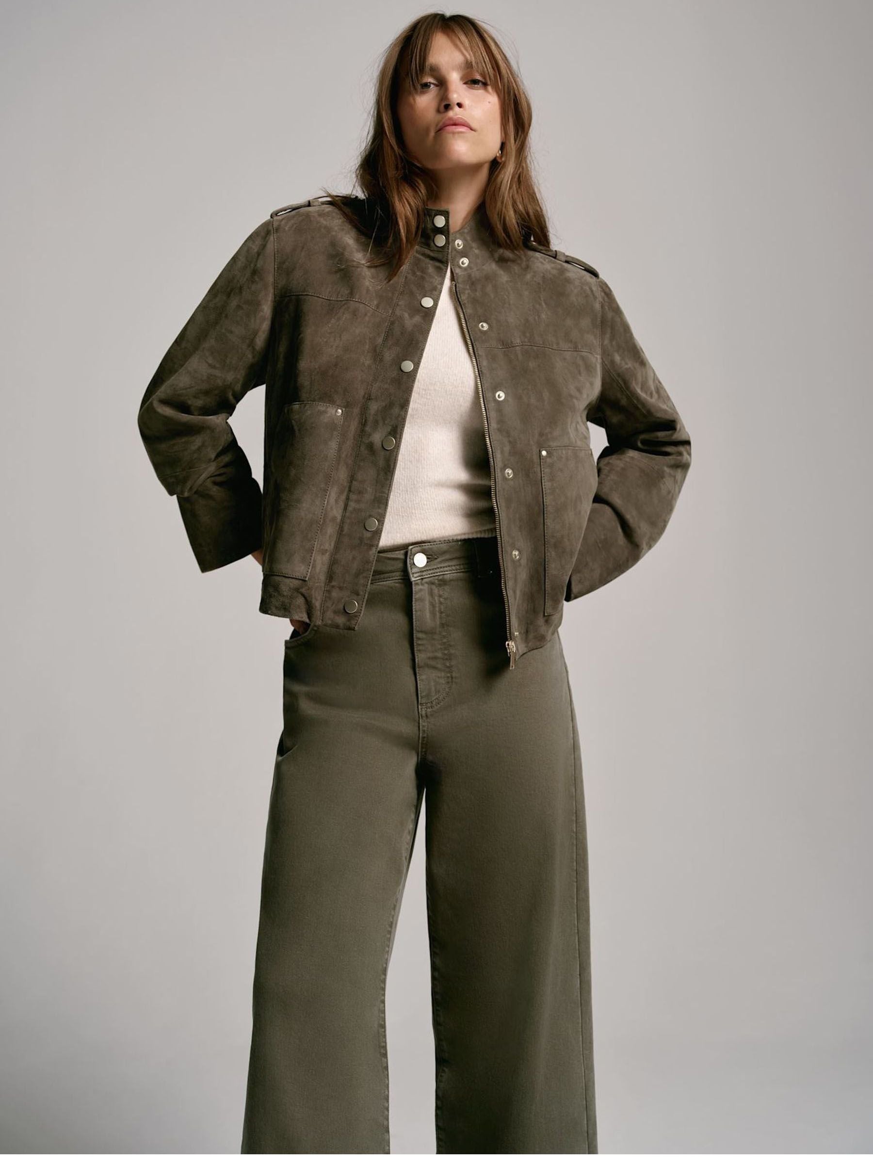Buy Mint Velvet Green Khaki Suede Bomber Jacket from Next USA