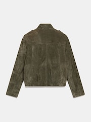 Mint Velvet Green Khaki Suede Bomber Jacket - Image 8 of 8