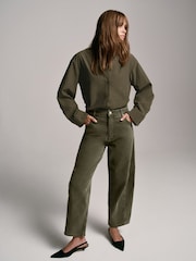 Mint Velvet Green Oversized Cotton Blend Shirt - Image 5 of 8