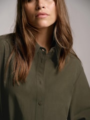 Mint Velvet Green Oversized Cotton Blend Shirt - Image 6 of 8